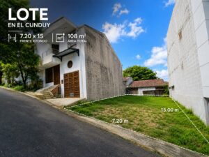 Lote barrio cunduy florencia vista desde la calle principal con 7.20m de frente